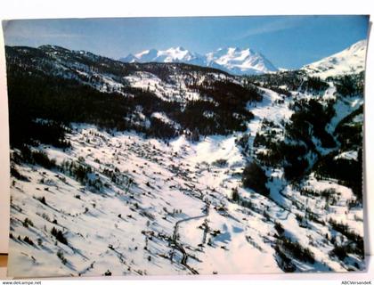 Skigebiet Ronalp - Moosalp ob Bürchen, Wallis Mischabelgruppe. Alte AK farbig, gel. 1981. Winterlandschaft mit