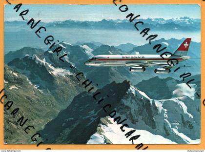 Swissair - Avion - Coronado au dessus des Alpes Suisses - Valais - 1963 - Verlag BERINGER & PAMPALUCHI