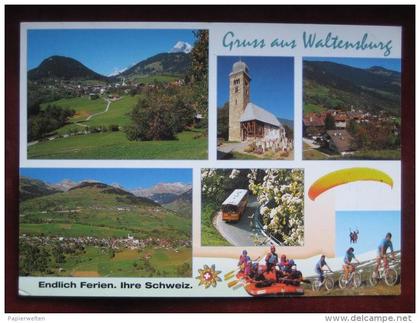 Waltensburg / Vuorz (GR) - Mehrbildkarte "Gruss aus Waltensburg" / Autobus