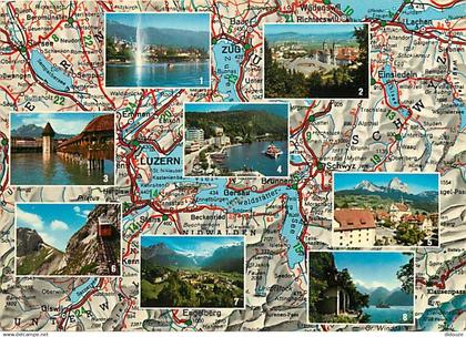 Suisse - LU Lucerne - Multivues - Carte Géographique Michelin - CPM - Carte Neuve - Voir Scans Recto-Verso