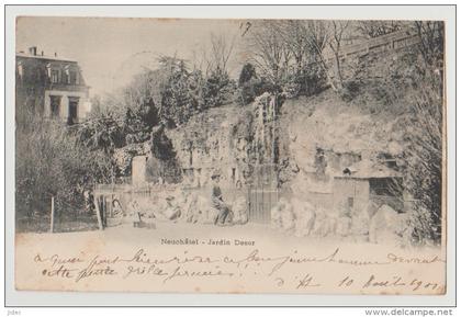 CPA Suisse Neuchâtel Le jardin Desor anglais ? voyagée en 1901.