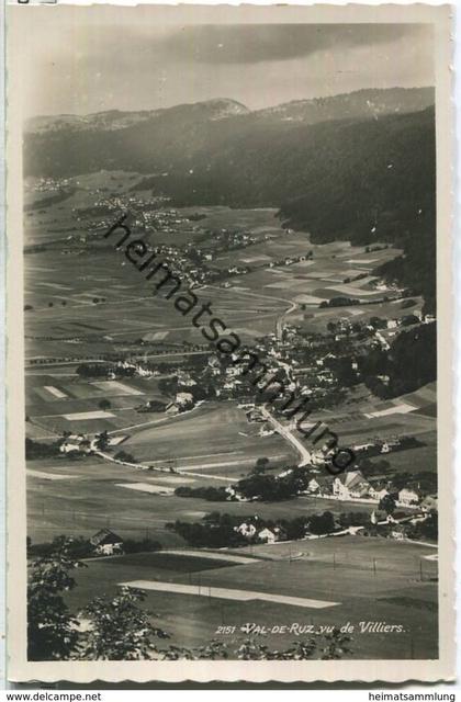 Val de Ruz vu de Villiers - Foto-Ansichtskarte 30er Jahre - Verlag Phototypie Co. Neuchatel