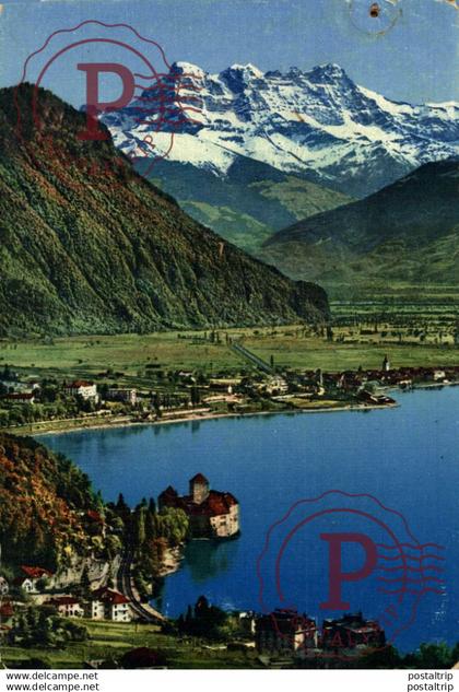 LAC LÉMAN CHÂTEAU DE CHILLON ET DENTS DU MIDI    Suiza Switzerland Suisse Schweiz