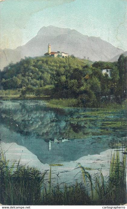 Postcard Switzerland Muzaner See un Kirche von Sorengo bei Lugano