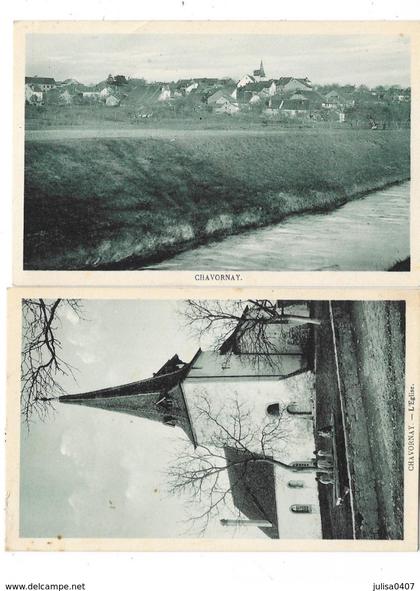 CHAVORNAY (Suisse) ensemble de 2 cartes église et vue du village