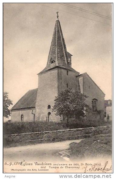 VAUD -ref no 213- eglises vaudoises anciennes en 1905- temple de chavornay - bon etat