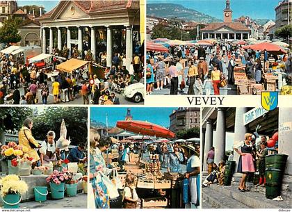 Suisse - VD Vaud - Vevey - Le marché - Multivues - Blasons - CPM - Carte Neuve - Voir Scans Recto-Verso