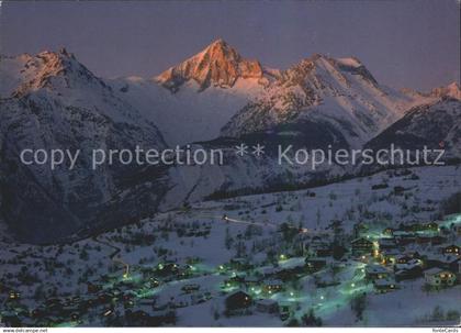 11713511 Buerchen bei Nacht mit Wilerhorn Bietschhorn Wiwannihorn Buerchen