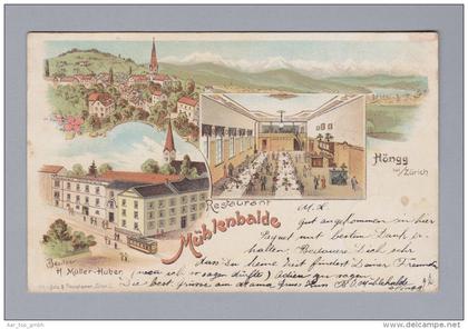 AK ZHs ZÜRICH HÖNGG 1906-10-15 Höngg Steindruck Litho Butz & Fleursheimer