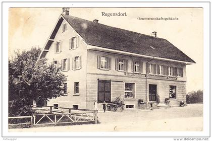 AK ZH Regensdorf Genossenschaftsgebäude ges. 2.2.1912 Foto Max Room