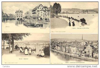 Suisse ZÜRICH Beau Lot de 4 cartes