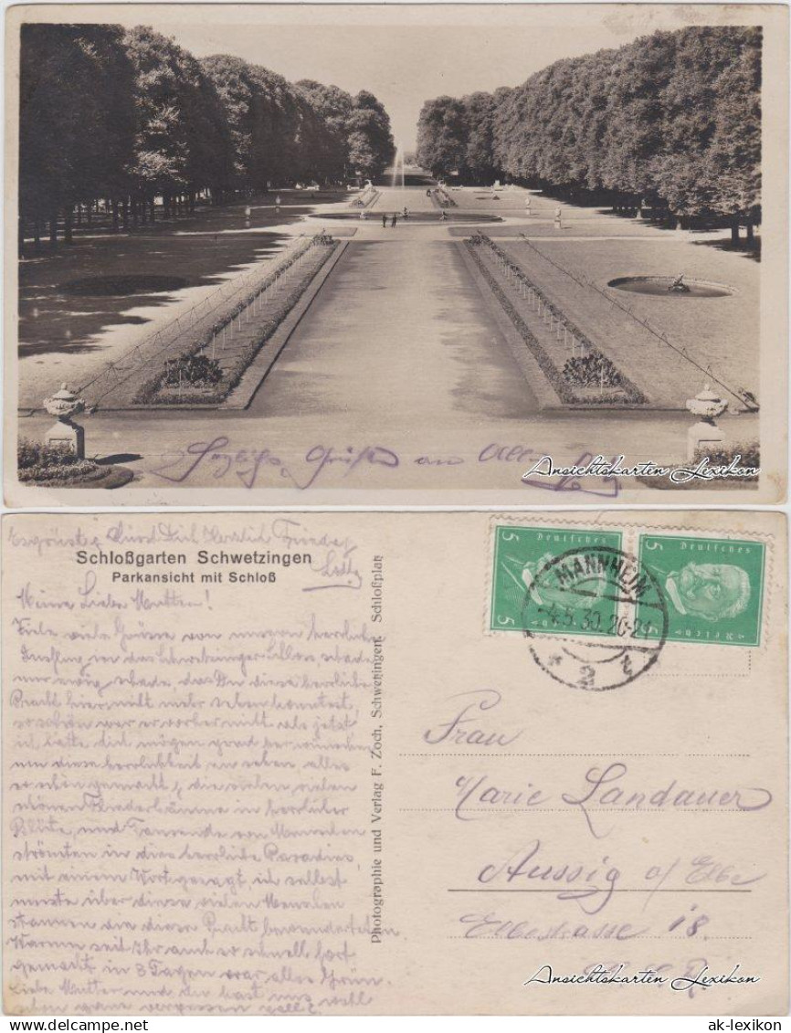 Schwetzingen Schloßgarten Schwetzingen - Parkansicht mit Schloß 1930