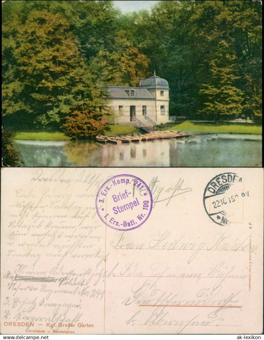 Seevorstadt-Ost Dresden Kgl. Großer Garten - Bootstation - Carolasee 1915