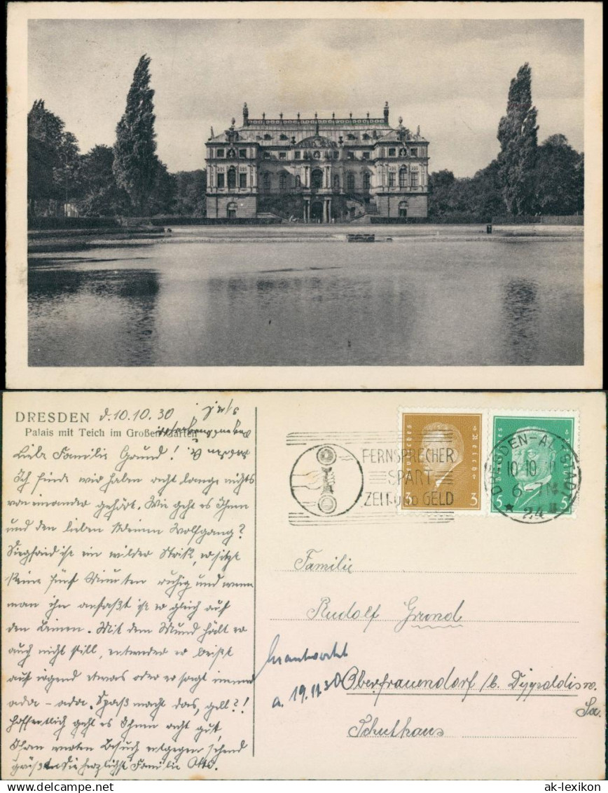 Seevorstadt-Ost/Großer Garten-Dresden Palais mit Teich im Großen Garten+ 1930