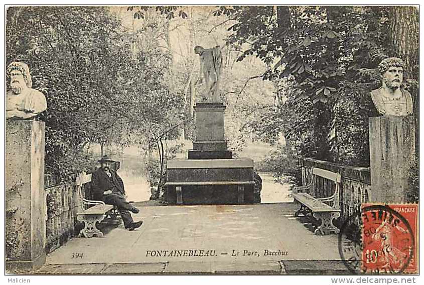 seine et marne - A754 -fontainebleau -le parc - bacchus  - parcs-  jardins -statues - carte bon état -