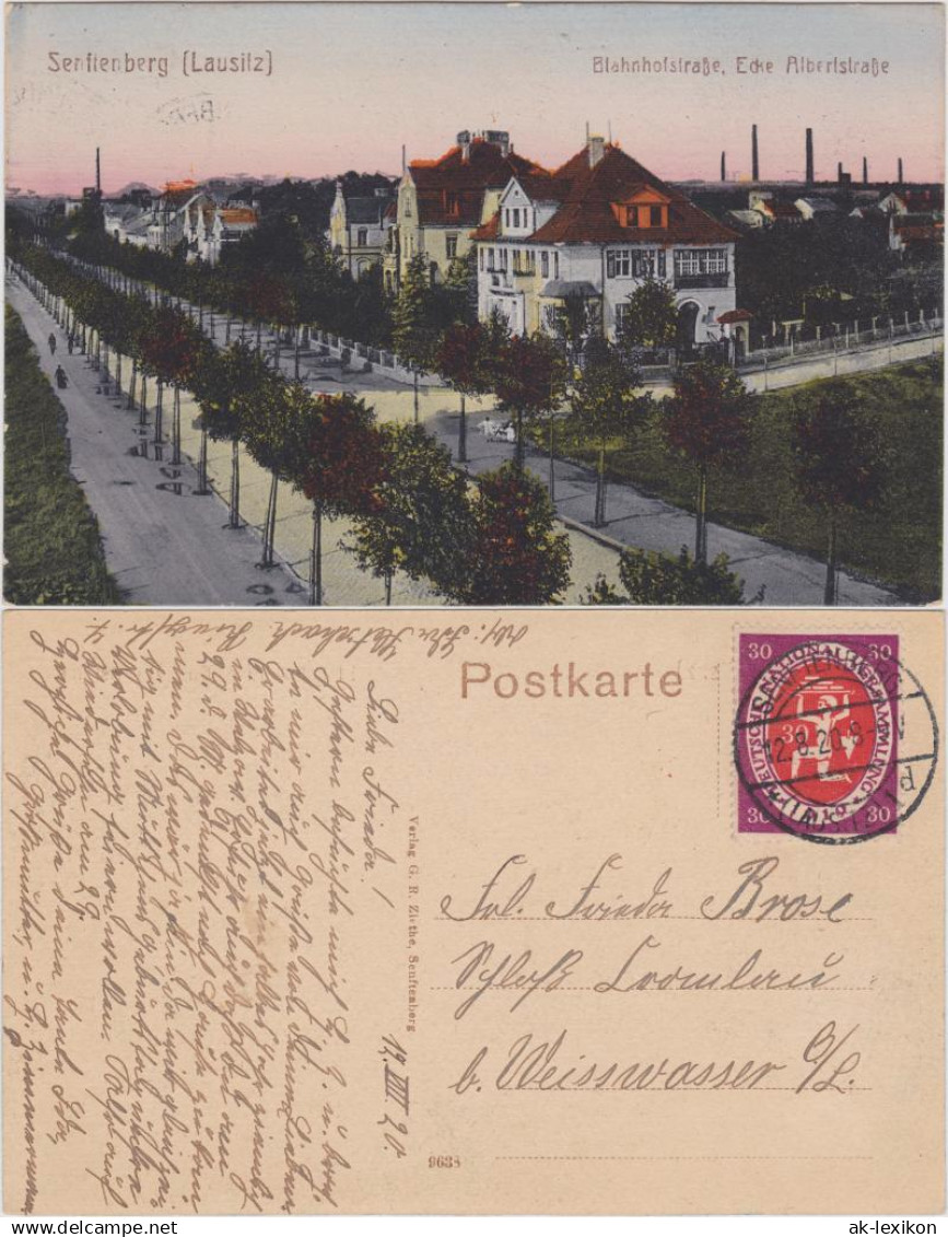 Senftenberg (Niederlausitz) Bahnhofstraße, Ecke Albertstraße 1920