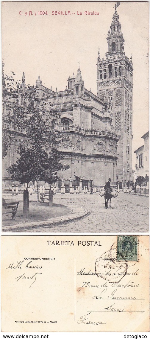 SEVILLA - SIVIGLIA - SPAGNA - SPAIN - ESPANA - LA GIRALDA - VIAGG. 1913 -17055-