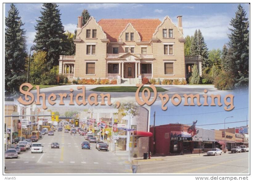 Sheridan WY Wyoming, Street Scene, Autos, Mint Bar Pepsi Sign, on c1980s Vintage Postcard