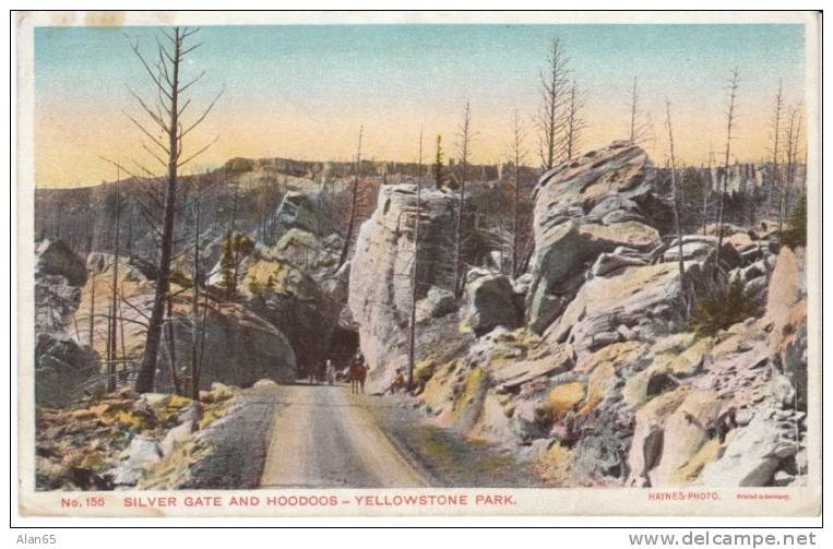 Silver Gate and Hoodoos Yellowstone Park, Haynes-Photo Publisher #155, RPO Cancel Railroad Postmark c1910 Postcard