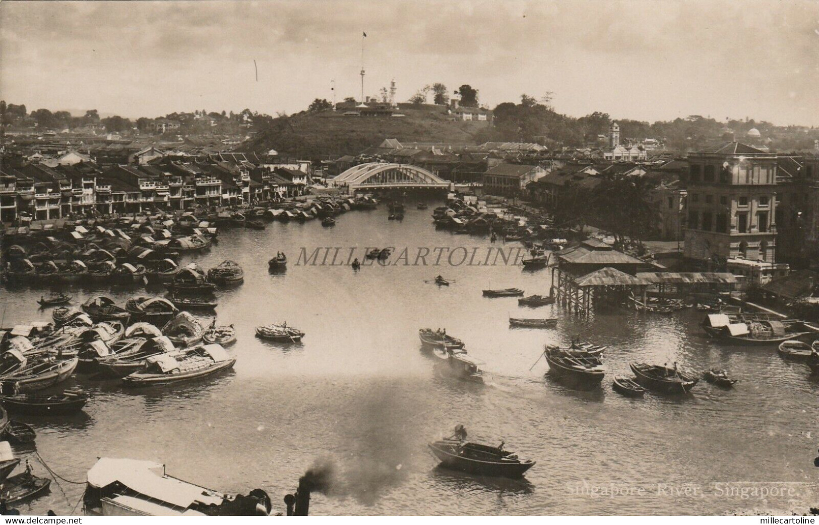 SINGAPORE - Singapore River - Real Photo Postcard