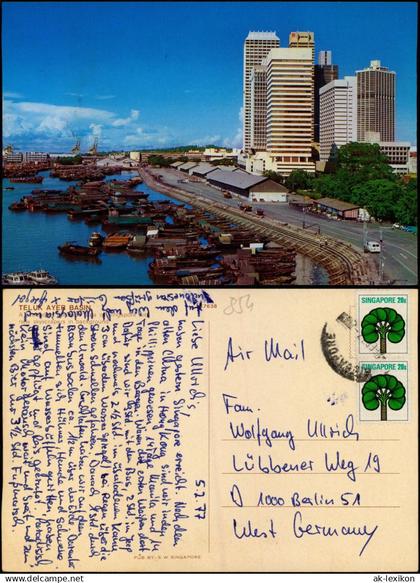 Postcard Singapur Teluk Ayer Basin 1977  gel. Air MAil