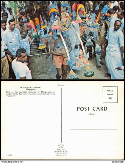 Postcard Singapur THAIPUSAM FESTIVAL 1971