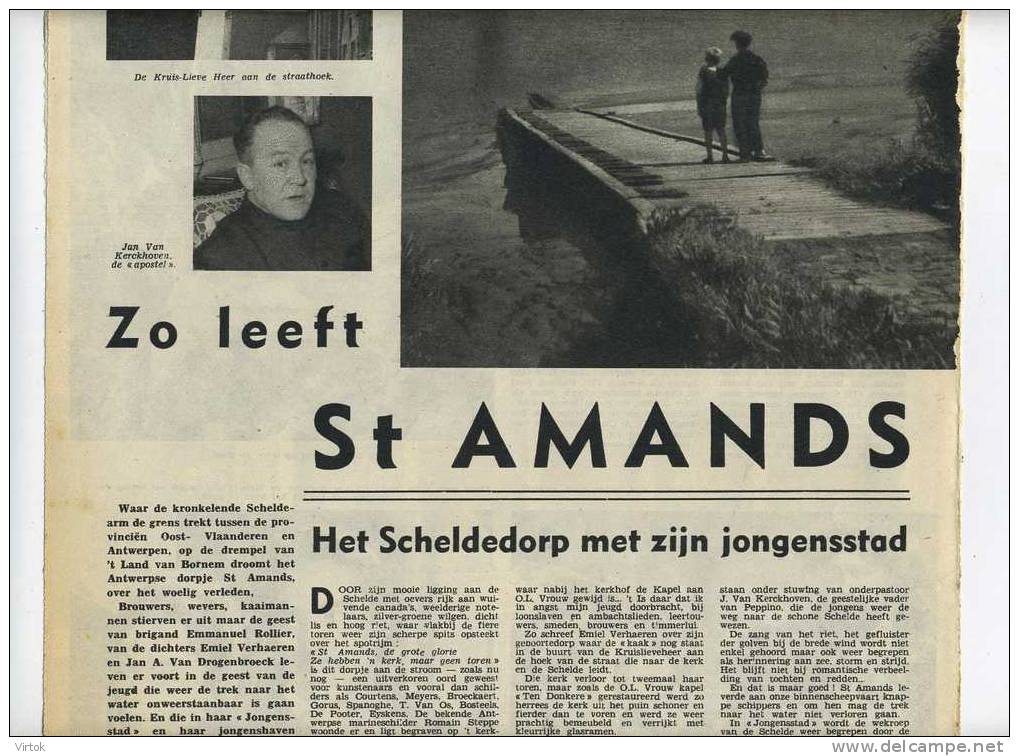 Sint-Amands   : ZO LEEFT - Uit  Zondagsvriend 1953 :  Knipsel 3  pagina´s ( 27 x 37 Cm )