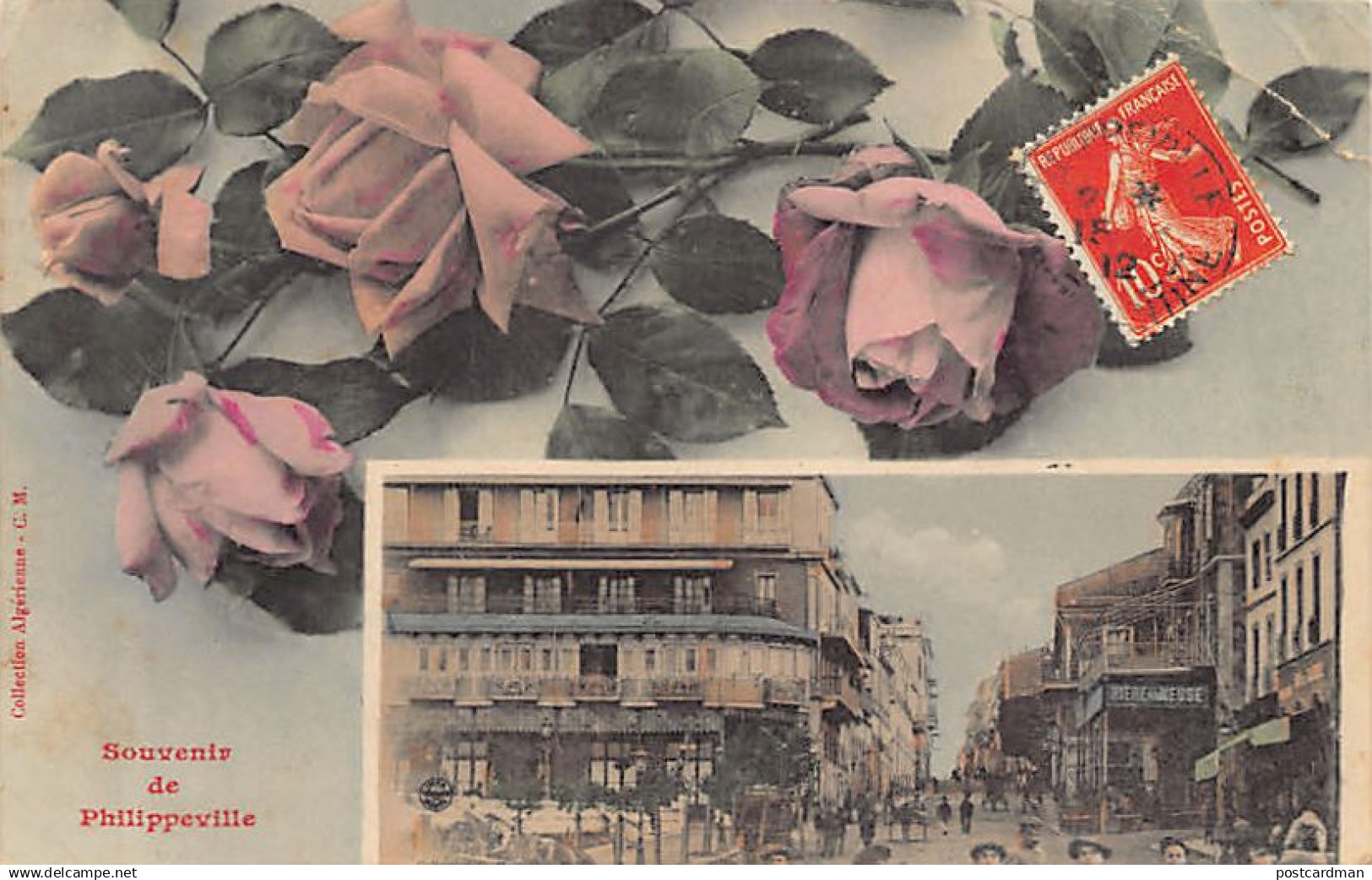 SKIKDA Philippeville - Carte Fantaisie - Roses - Ed. C.M.