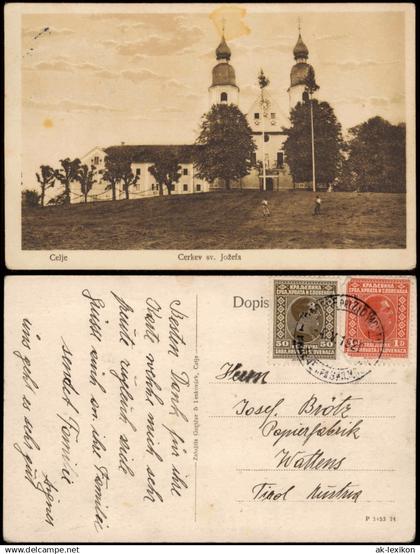 Postcard Cilli Celje Cerkev sv. Jožefa 1929  Slowenien Untersteiermark