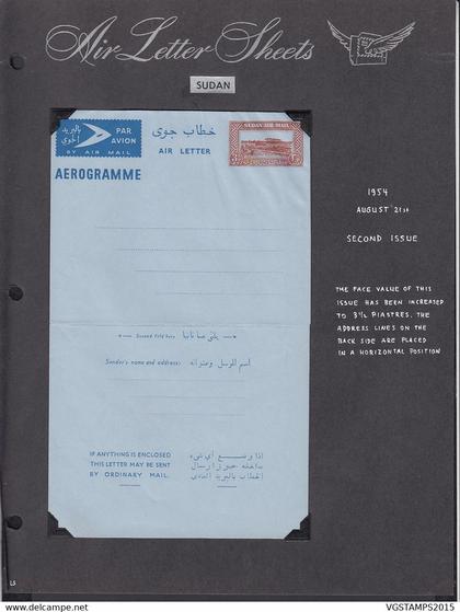 Soudan 1954 - Aérogramme . Deuxième Publication. 3 1/2 Pillastres..................   (DD) DC-9970