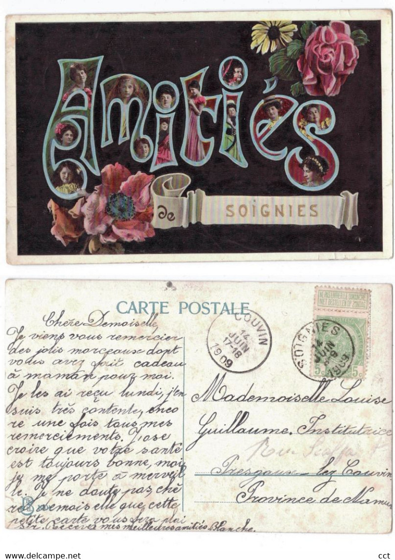 Soignies  Amitiés de Soignies   (envoyé 1909)