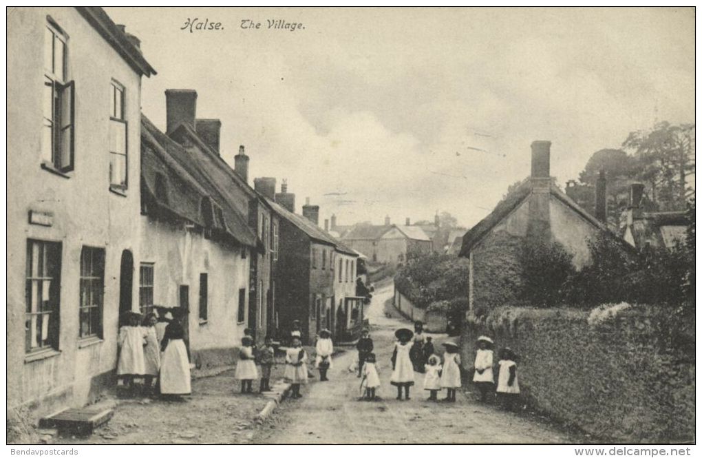 somerset, HALSE, Village Scene, Children (1906)