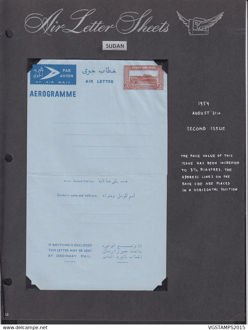 Soudan 1954 - Aérogramme . Deuxième Publication. 3 1/2 Pillastres..................   (DD) DC-9970