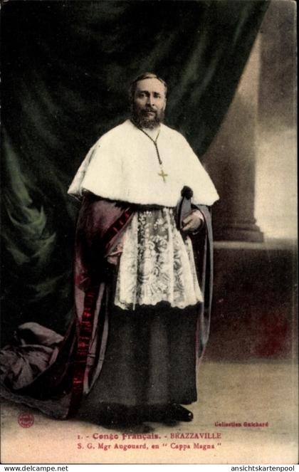 CPA Brazzaville Französisch Kongo, S.G. Mgr. Augouard, Archeveque, Cappa Magna