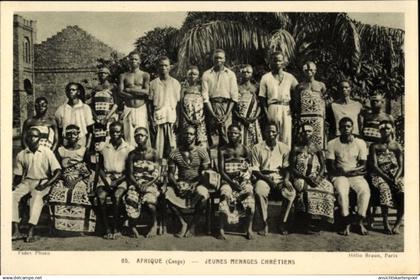 CPA Republik Kongo Französisch Kongo, Jeunes Menages Chretiens, portrait