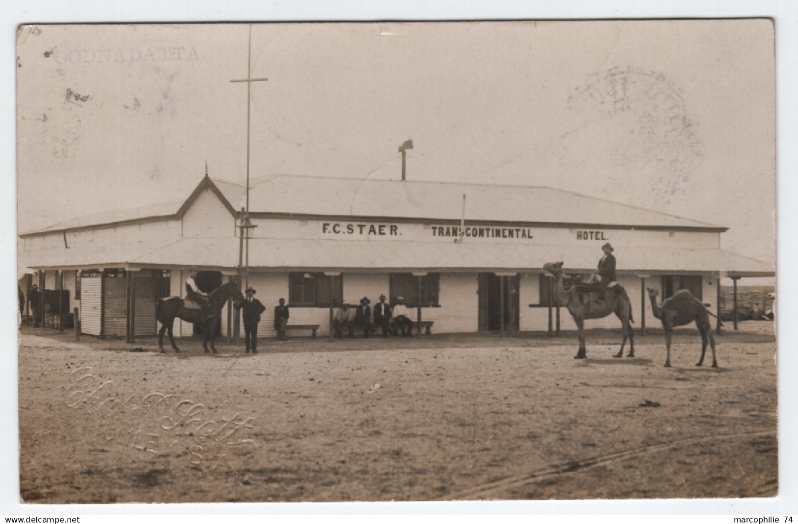 SOUTH AUSTRALIA CARD PHOTO UNLEY SA TRANSCONTINENTAL HOTEL OODNADATTA  1907 TO FRANCE TAXE