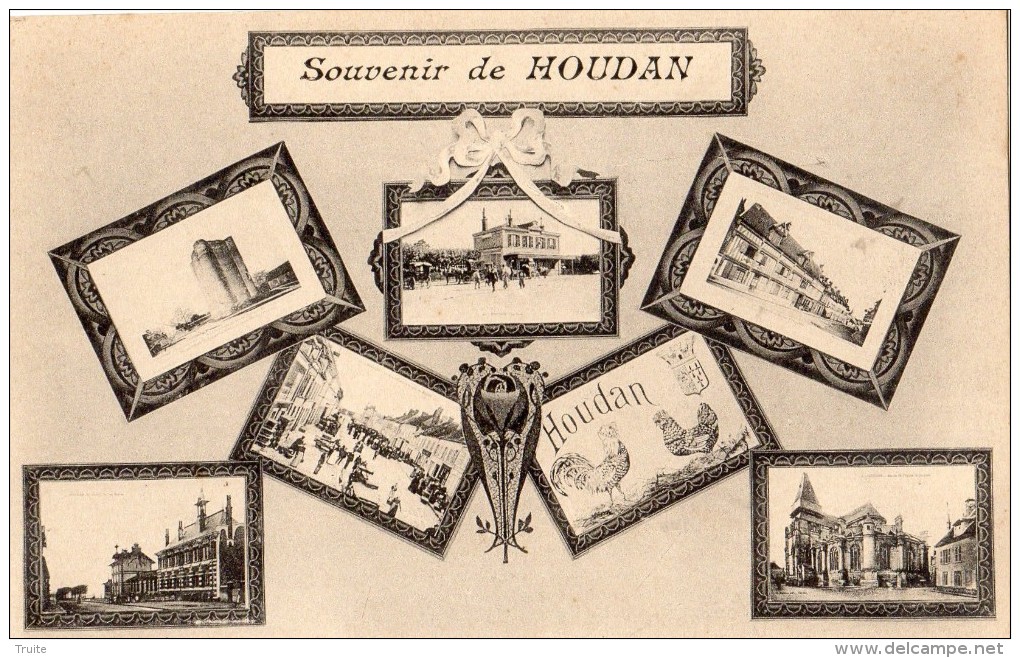 SOUVENIR DE HOUDAN MULTIVUES (GARE EGLISE RUES ...)