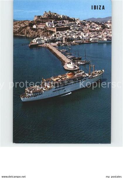 72136173 Ibiza Islas Baleares Fliegeraufnahme Kreuzfahrschiff Ibiza