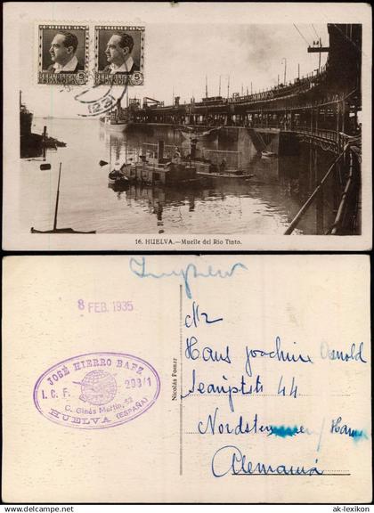 Postales Huelva Muelle del Río Tinto - Dampfer Werft 1935