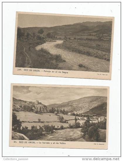 cp , ESPAGNE , SEO DE URGEL , rio SEGRE , rio VALIRA , ed : Claverol , vierge , LOT DE 2 CARTES POSTALES