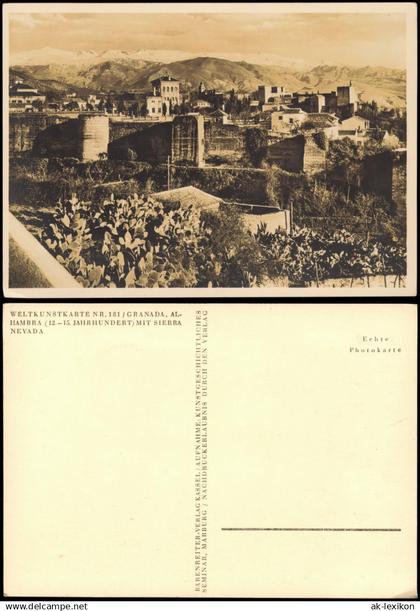 Postales Granada Granada Alhambra, Stadt - Fotokarte 1932