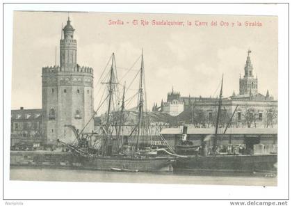 Sevilla - El Rio Guadalquivier, la Torre del Oro y la Giralda