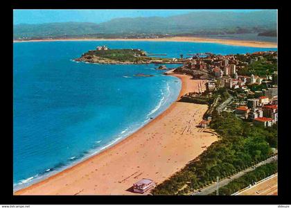 Espagne - Espana - Cantabria - Santander - Playa de la Castaneda - al fondo Peninsula Magdalena - Plage de la Castaneda