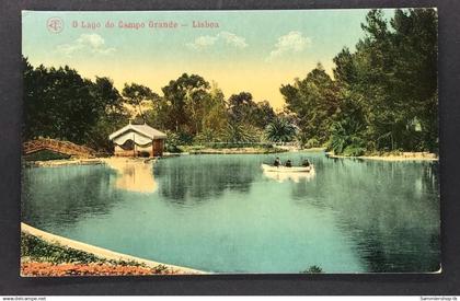 AK Portugal - Lago do Campo Grande Lisboa - Lisabon 1915 n. Straubing