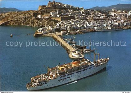 72456524 Ibiza Islas Baleares Fliegeraufnahme Hafen mit Personenschiff Ibiza