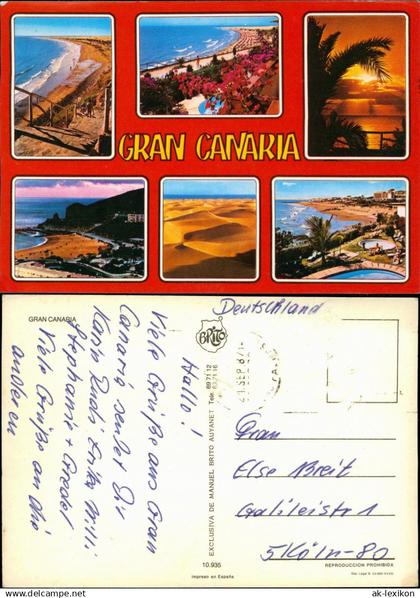 Gran Canaria Gran Canaria Kanaren Insel Mehrbildkarte Ortsansichten 1980