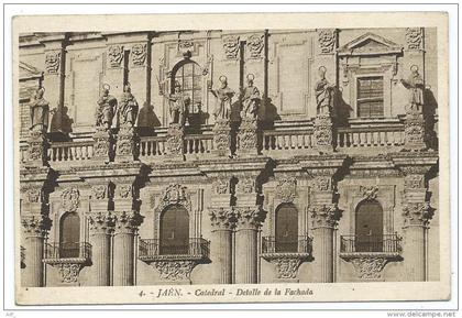 CPA JAEN, CATEDRAL, DETALLE DE LA FACHADA, ESPAGNE