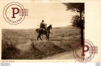 LA RIOJA LOGROÑO LABRADOR A CABALLO ANTIGUA POSTAL. FOTO PRINCESA PILAR DE BAVIERA RARA POSTAL