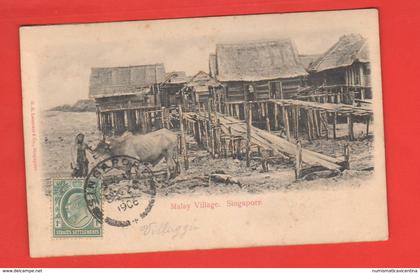 Malesia  Village stamp Straits 1906 Settlementnts postmarks Singapore Post cards