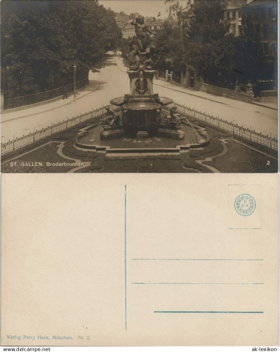 St. Gallen San Gallo  Strassen Partie am Broderbrunnen Echtfoto-AK 1920